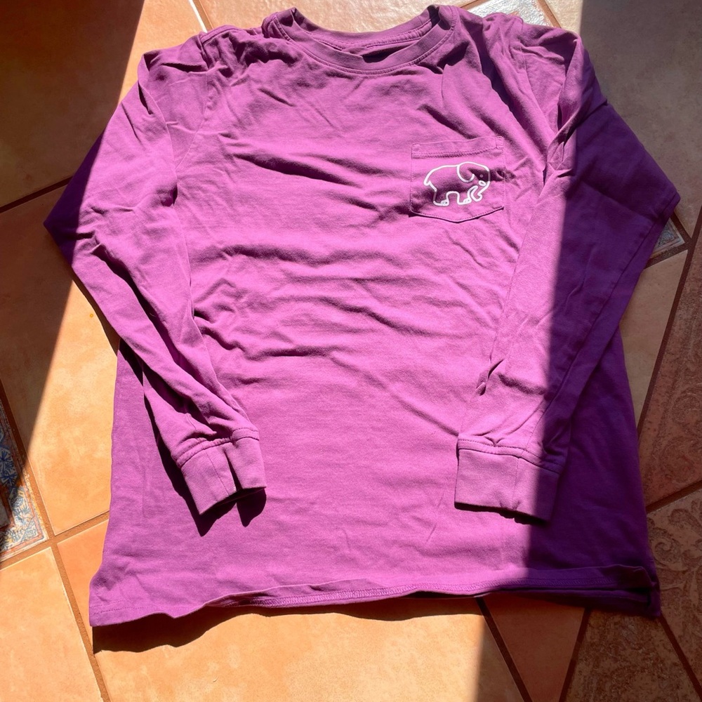 Ivory Ella Eggplant Purple Long Sleeve Crew Neck Cotton Casual T Shirt Top XS